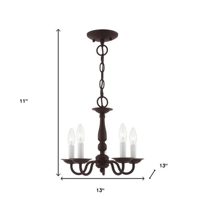 Bronze Five Light Dimmable Chandelier With Shades