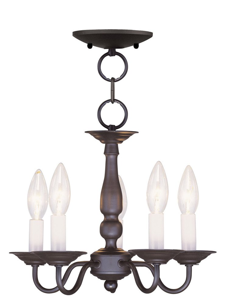 Bronze Five Light Dimmable Chandelier With Shades