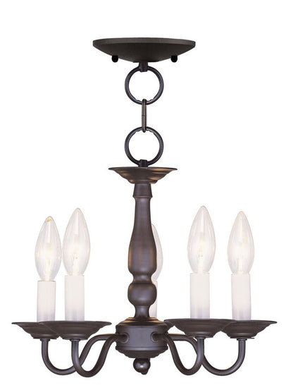 Bronze Five Light Dimmable Chandelier With Shades
