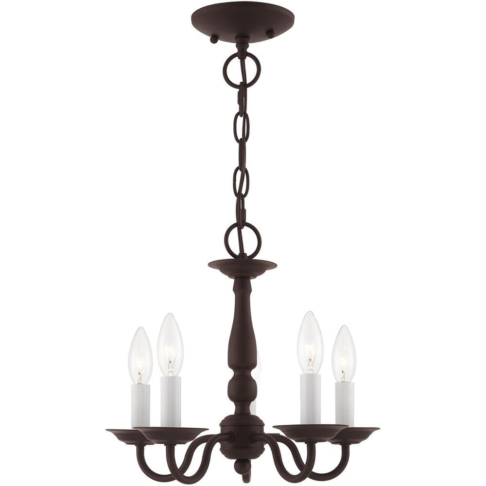 Bronze Five Light Dimmable Chandelier With Shades