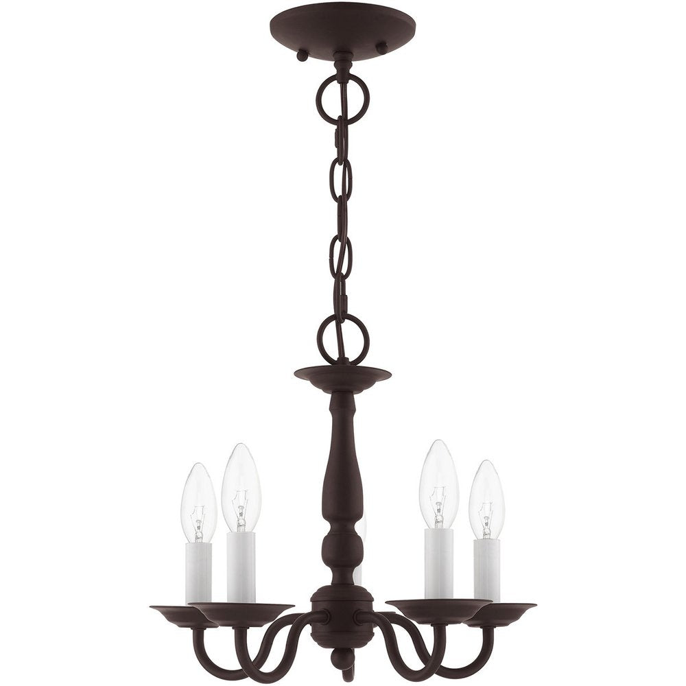 Bronze Five Light Dimmable Chandelier With Shades