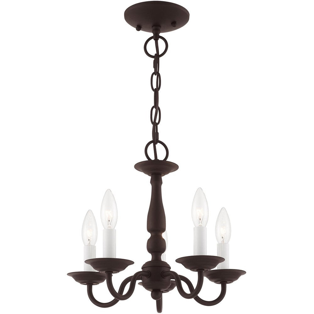 Bronze Five Light Dimmable Chandelier With Shades