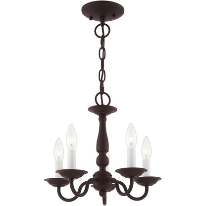 Bronze Five Light Dimmable Chandelier With Shades
