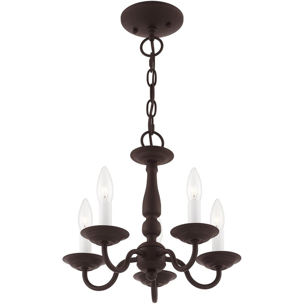 Bronze Five Light Dimmable Chandelier With Shades