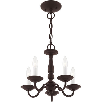 Bronze Five Light Dimmable Chandelier With Shades