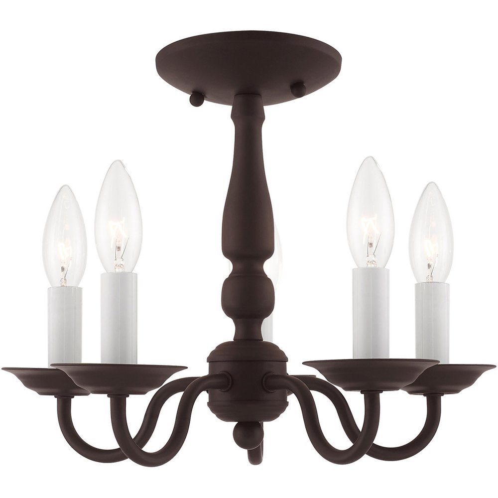 Bronze Five Light Dimmable Chandelier With Shades