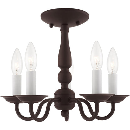 Bronze Five Light Dimmable Chandelier With Shades