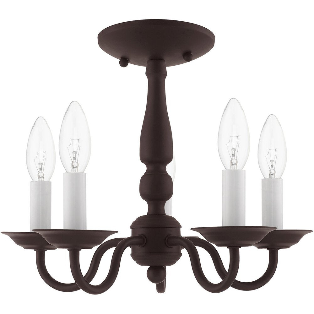 Bronze Five Light Dimmable Chandelier With Shades