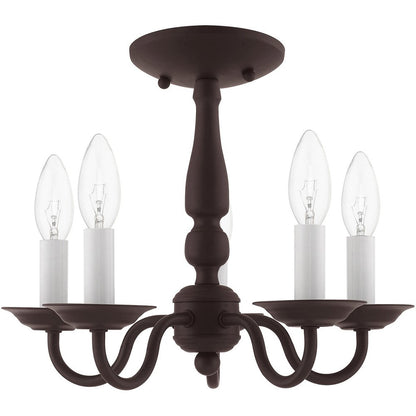Bronze Five Light Dimmable Chandelier With Shades