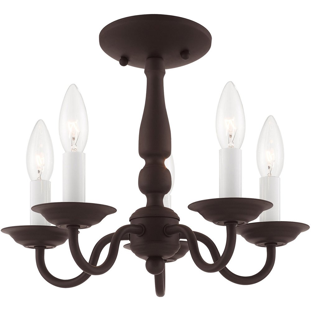 Bronze Five Light Dimmable Chandelier With Shades