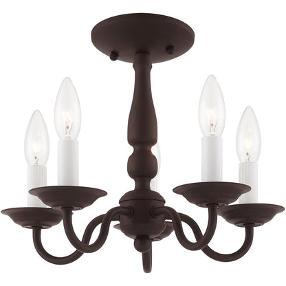 Bronze Five Light Dimmable Chandelier With Shades