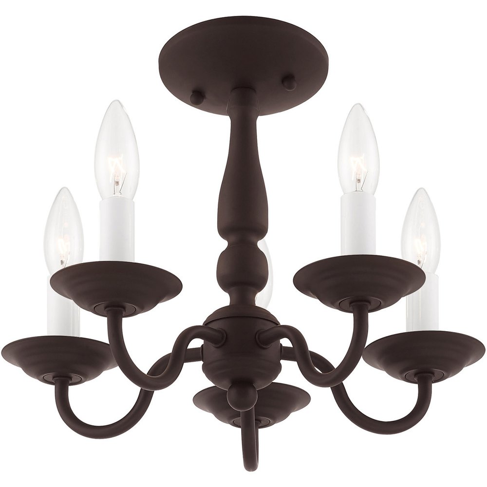 Bronze Five Light Dimmable Chandelier With Shades