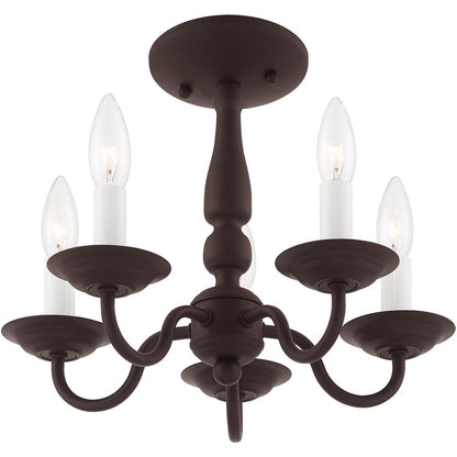 Bronze Five Light Dimmable Chandelier With Shades