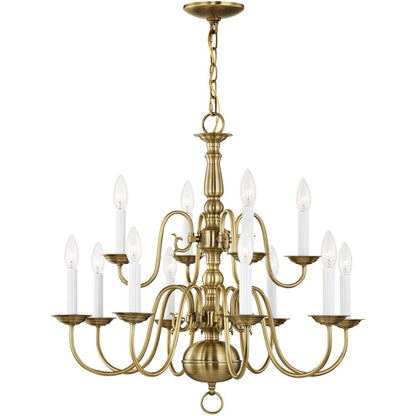 Twelve Light Dimmable Chandelier With Shades