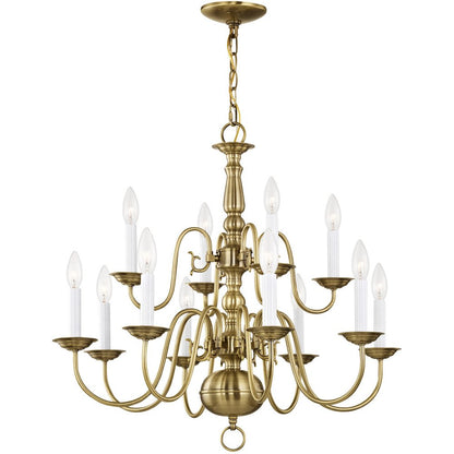 Twelve Light Dimmable Chandelier With Shades