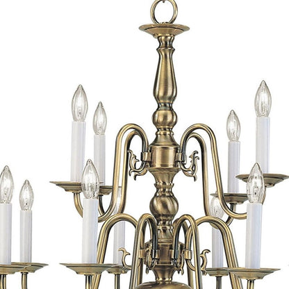 Twelve Light Dimmable Chandelier With Shades