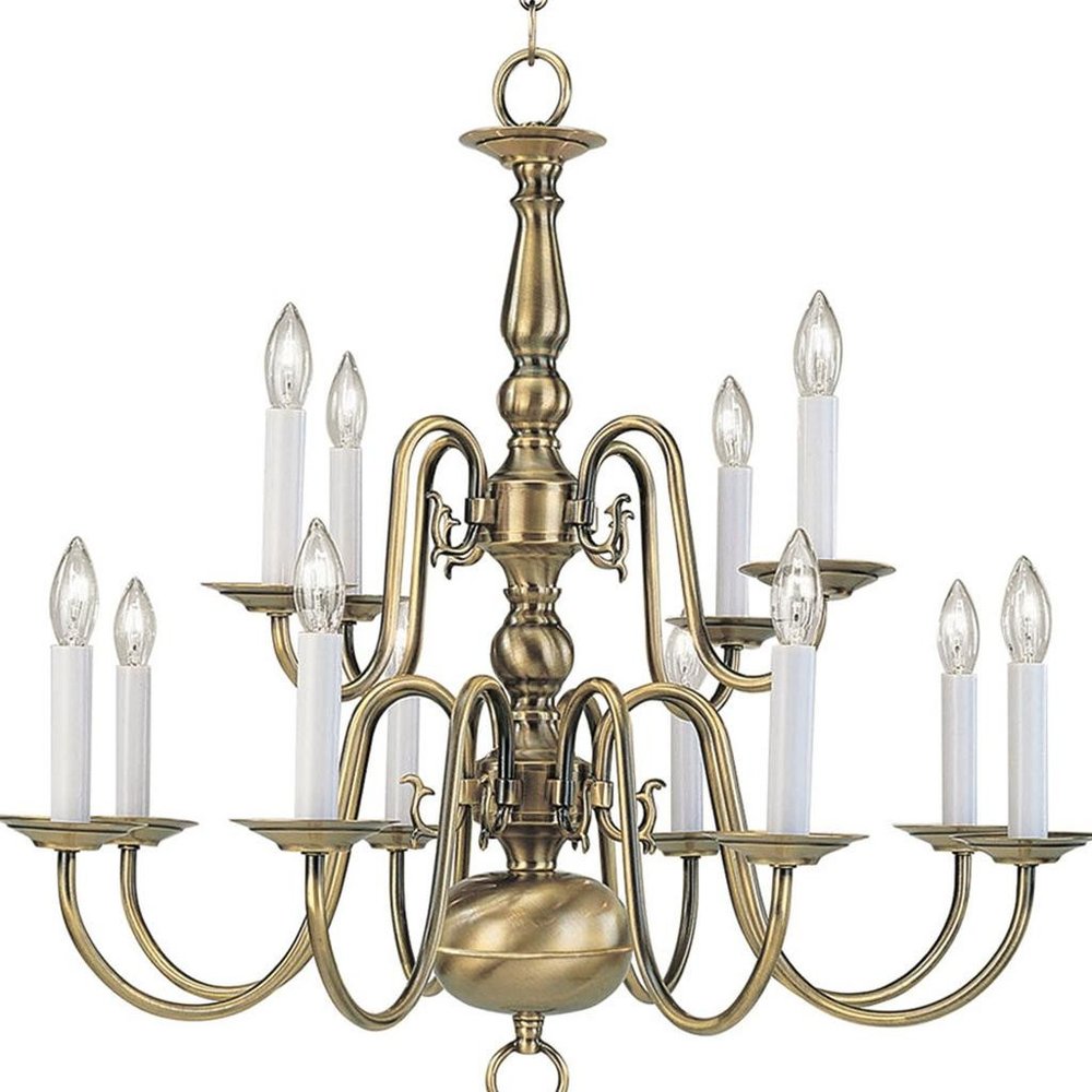 Twelve Light Dimmable Chandelier With Shades