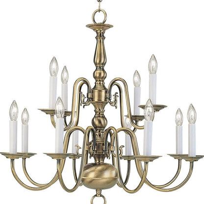 Twelve Light Dimmable Chandelier With Shades