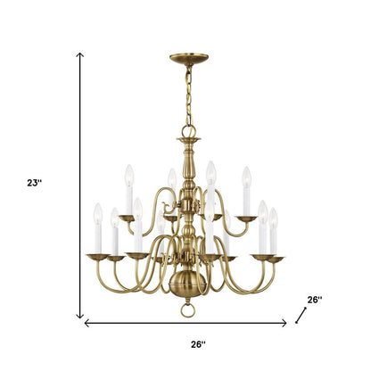Twelve Light Dimmable Chandelier With Shades
