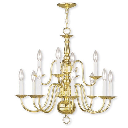 Twelve Light Dimmable Chandelier With Shades