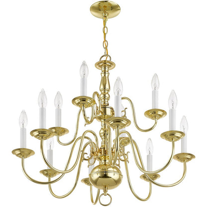 Twelve Light Dimmable Chandelier With Shades