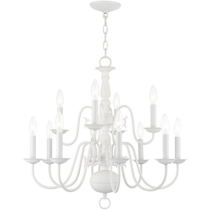 White Twelve Light Dimmable Chandelier With Shades