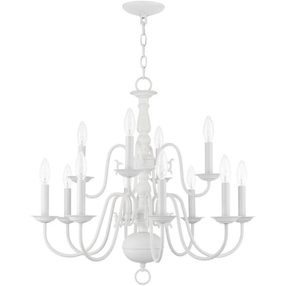 White Twelve Light Dimmable Chandelier With Shades