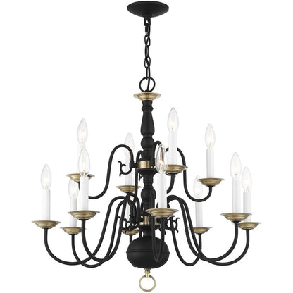 Black Twelve Light Dimmable Chandelier With Shades