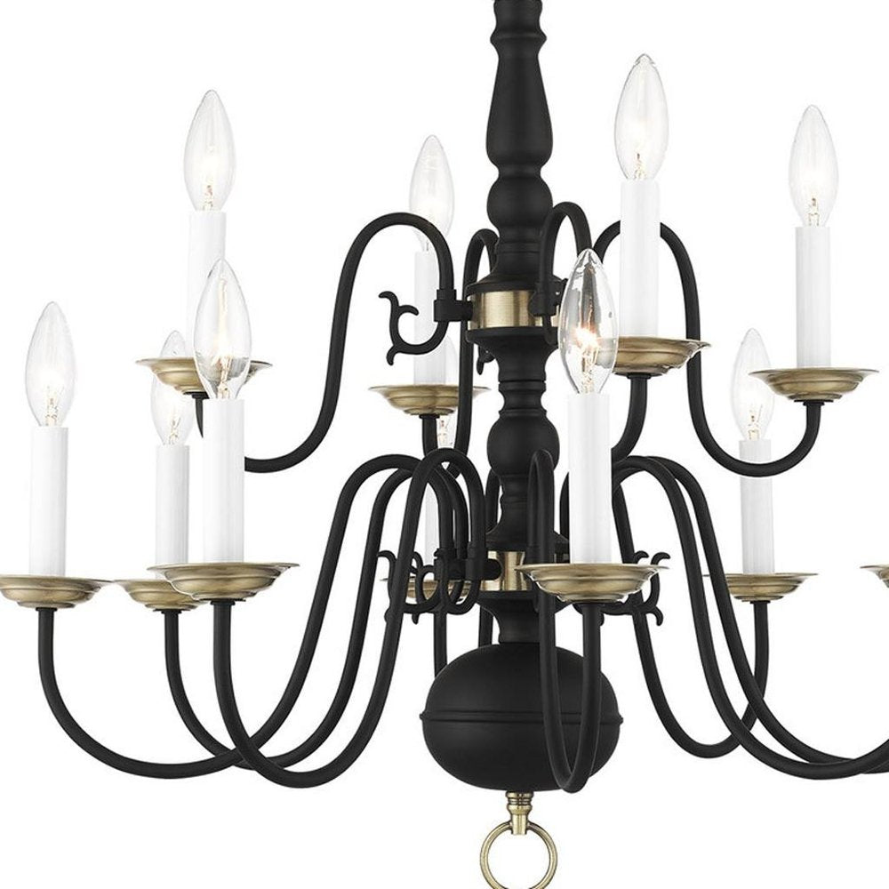 Black Twelve Light Dimmable Chandelier With Shades