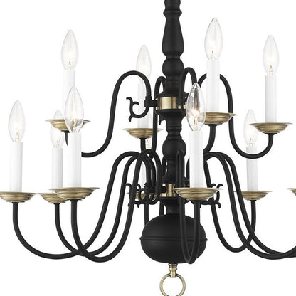 Black Twelve Light Dimmable Chandelier With Shades