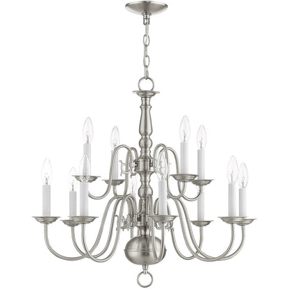 Twelve Light Dimmable Chandelier With Shades