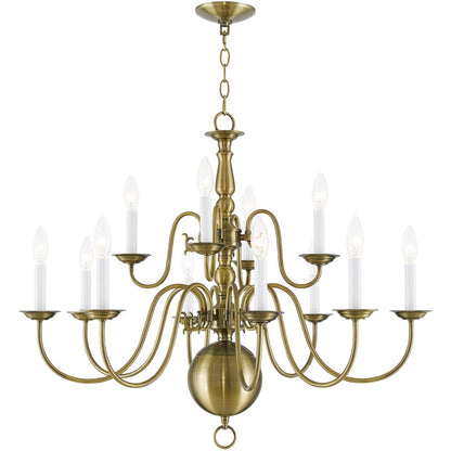 Twelve Light Dimmable Chandelier With Shades