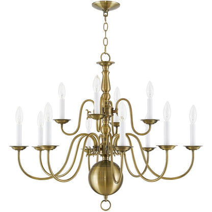 Twelve Light Dimmable Chandelier With Shades