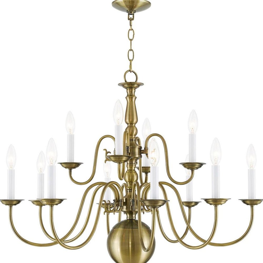 Twelve Light Dimmable Chandelier With Shades