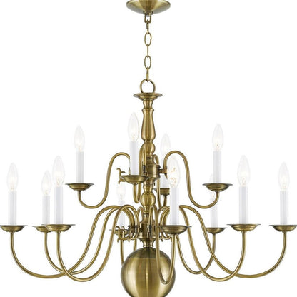 Twelve Light Dimmable Chandelier With Shades