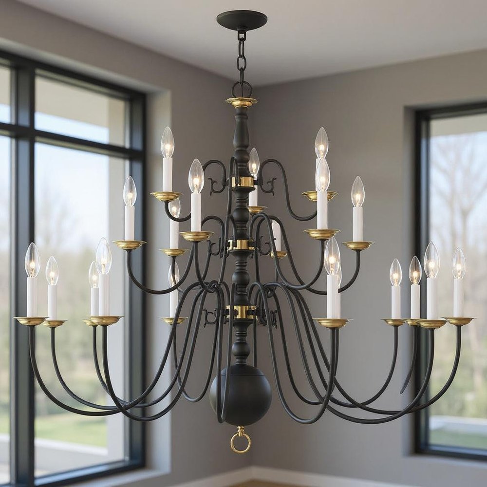 Black Multi Light Dimmable Chandelier With Shades