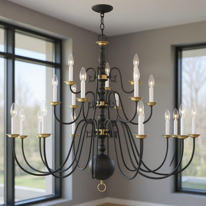 Black Multi Light Dimmable Chandelier With Shades