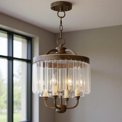 Four Light Dimmable Chandelier With Shades