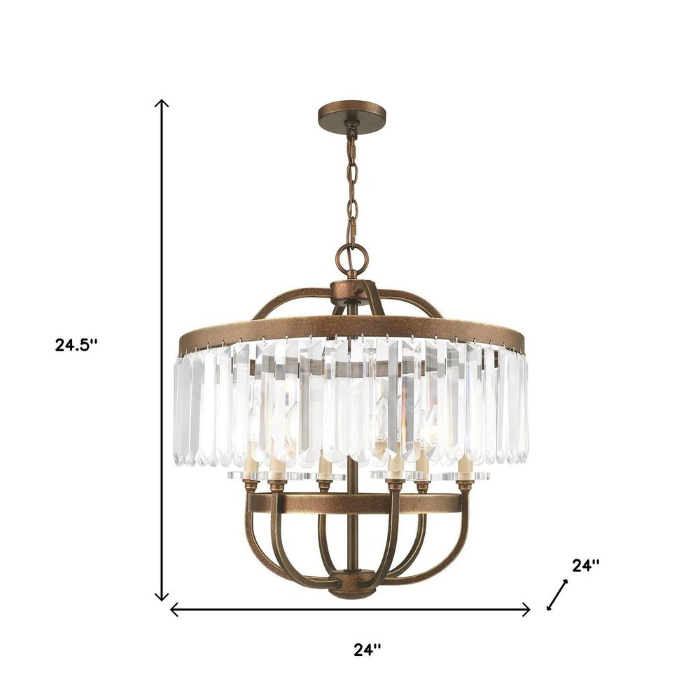 Six Light Dimmable Chandelier With Shades