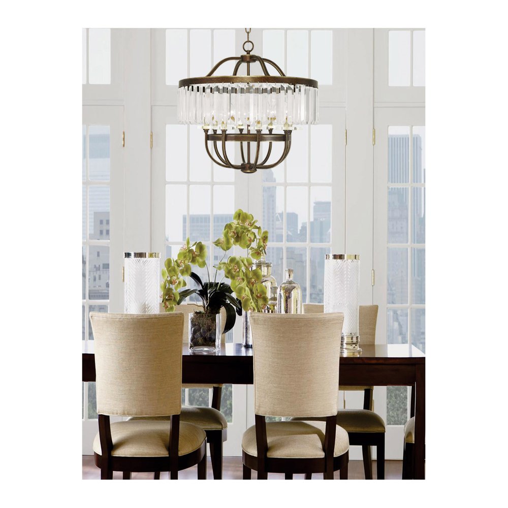 Eight Light Dimmable Chandelier With Shades