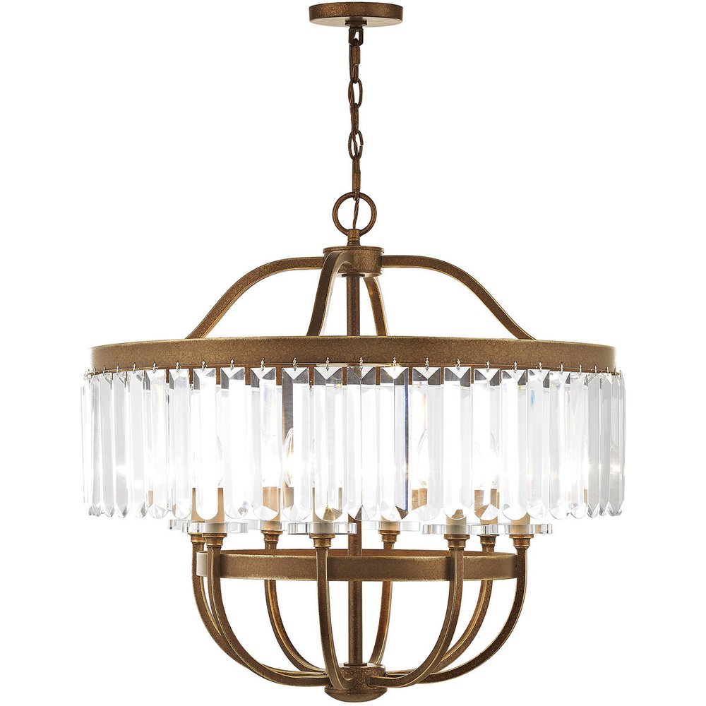 Eight Light Dimmable Chandelier With Shades