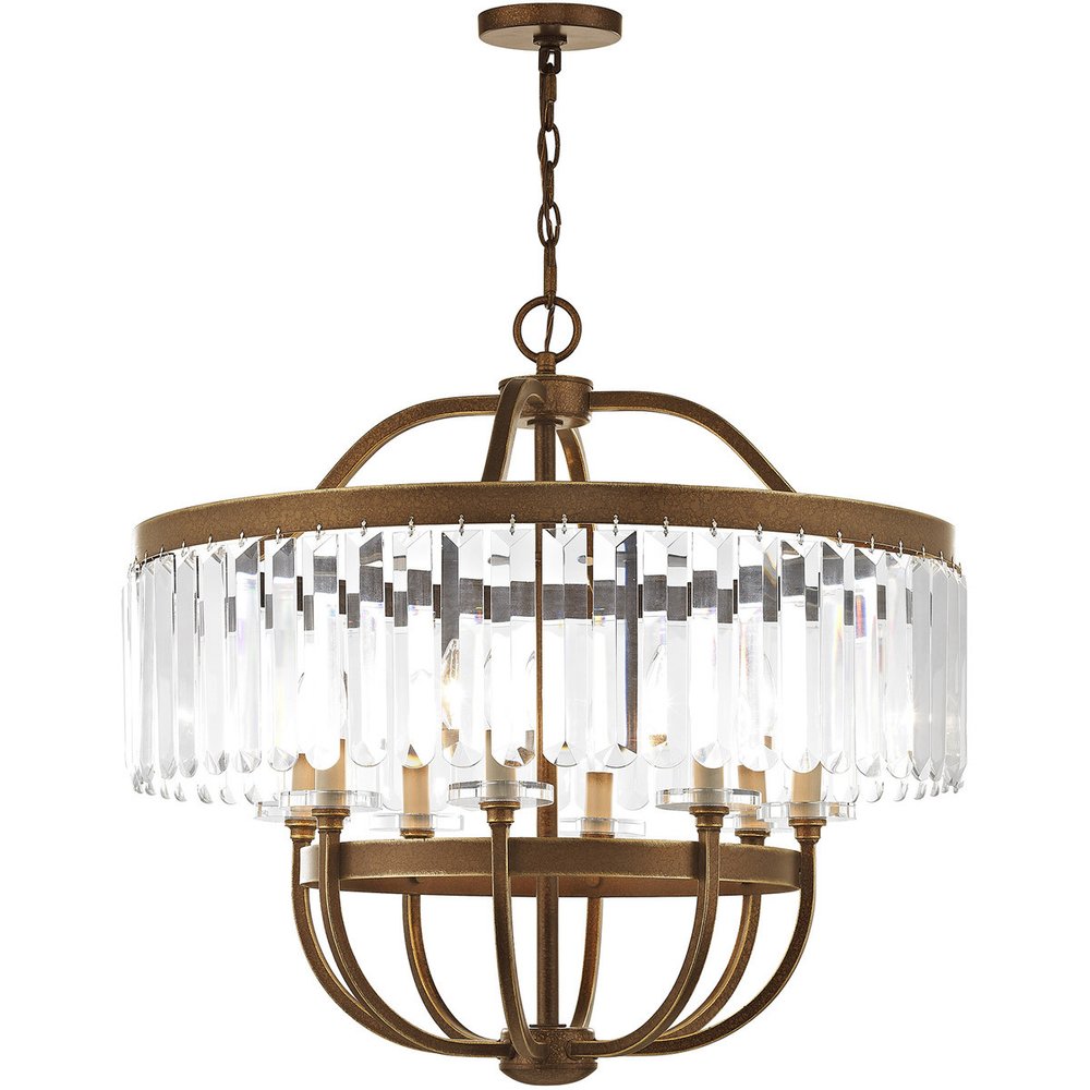 Eight Light Dimmable Chandelier With Shades