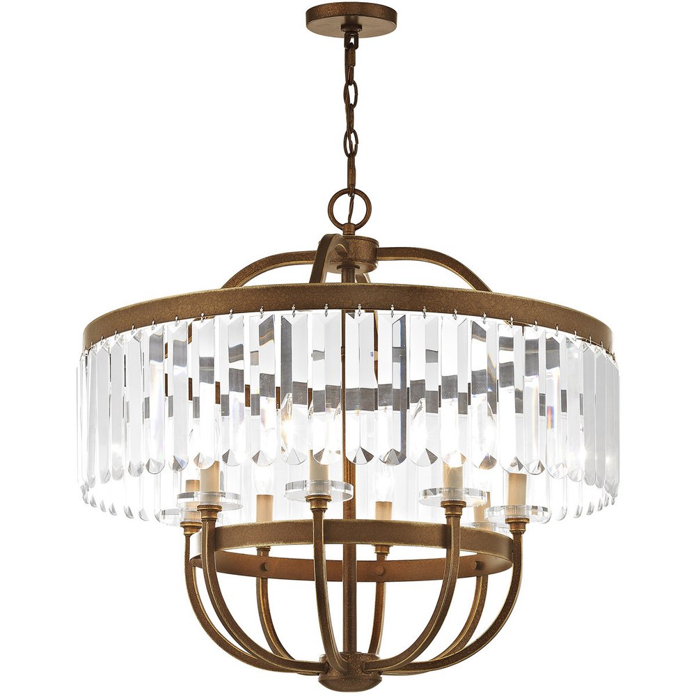 Eight Light Dimmable Chandelier With Shades