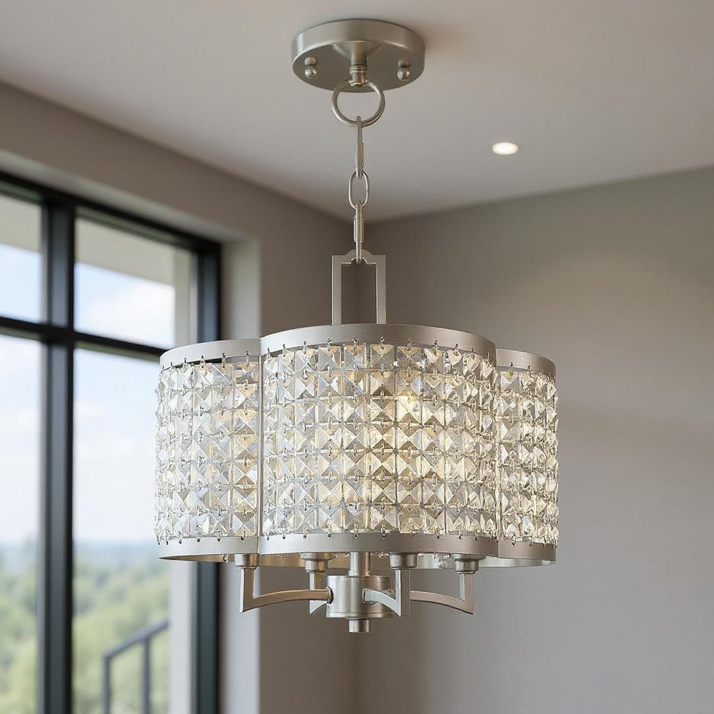 Four Light Dimmable Chandelier With Shades
