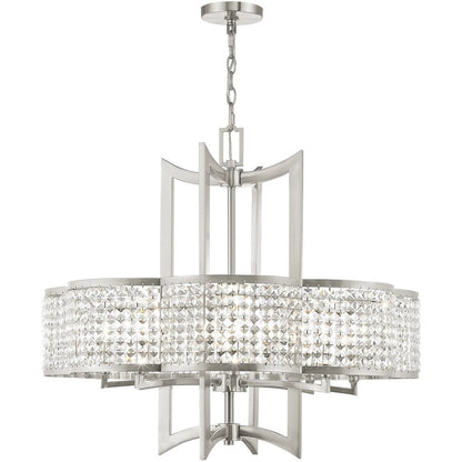 Eight Light Dimmable Chandelier With Shades