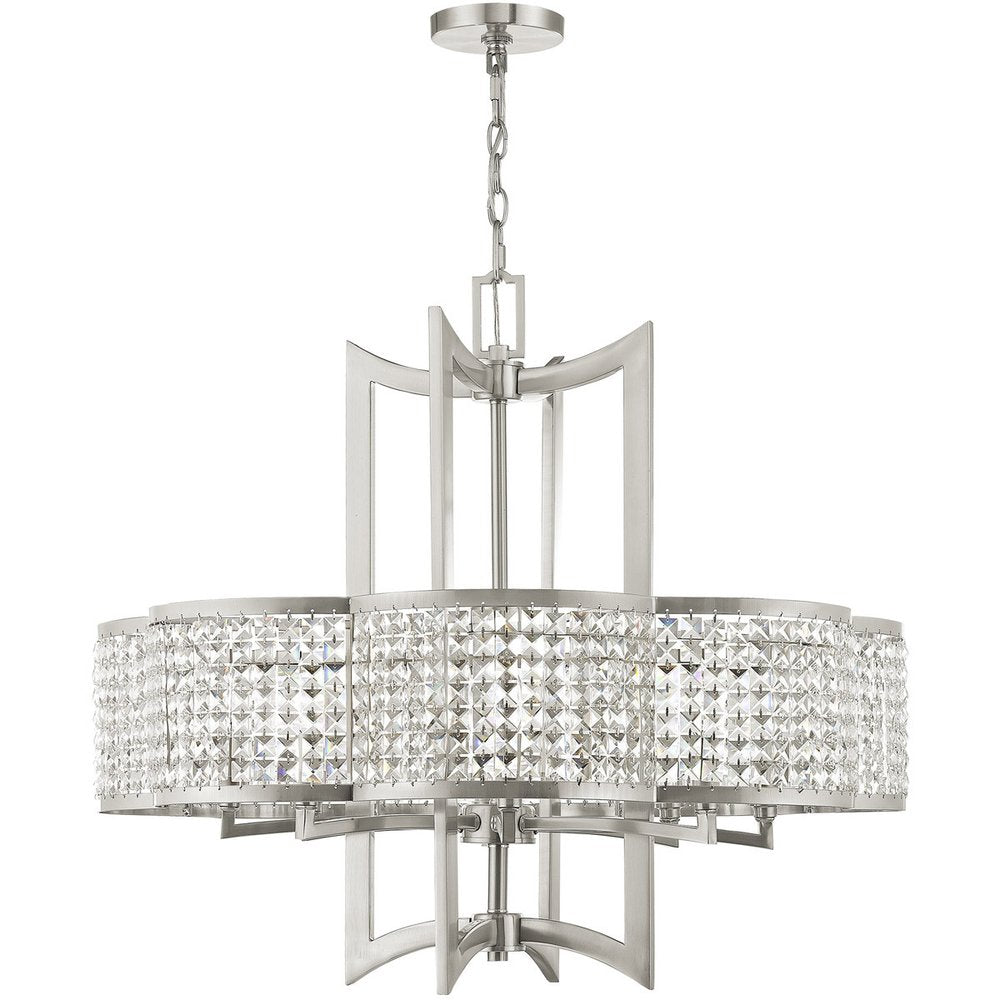 Eight Light Dimmable Chandelier With Shades