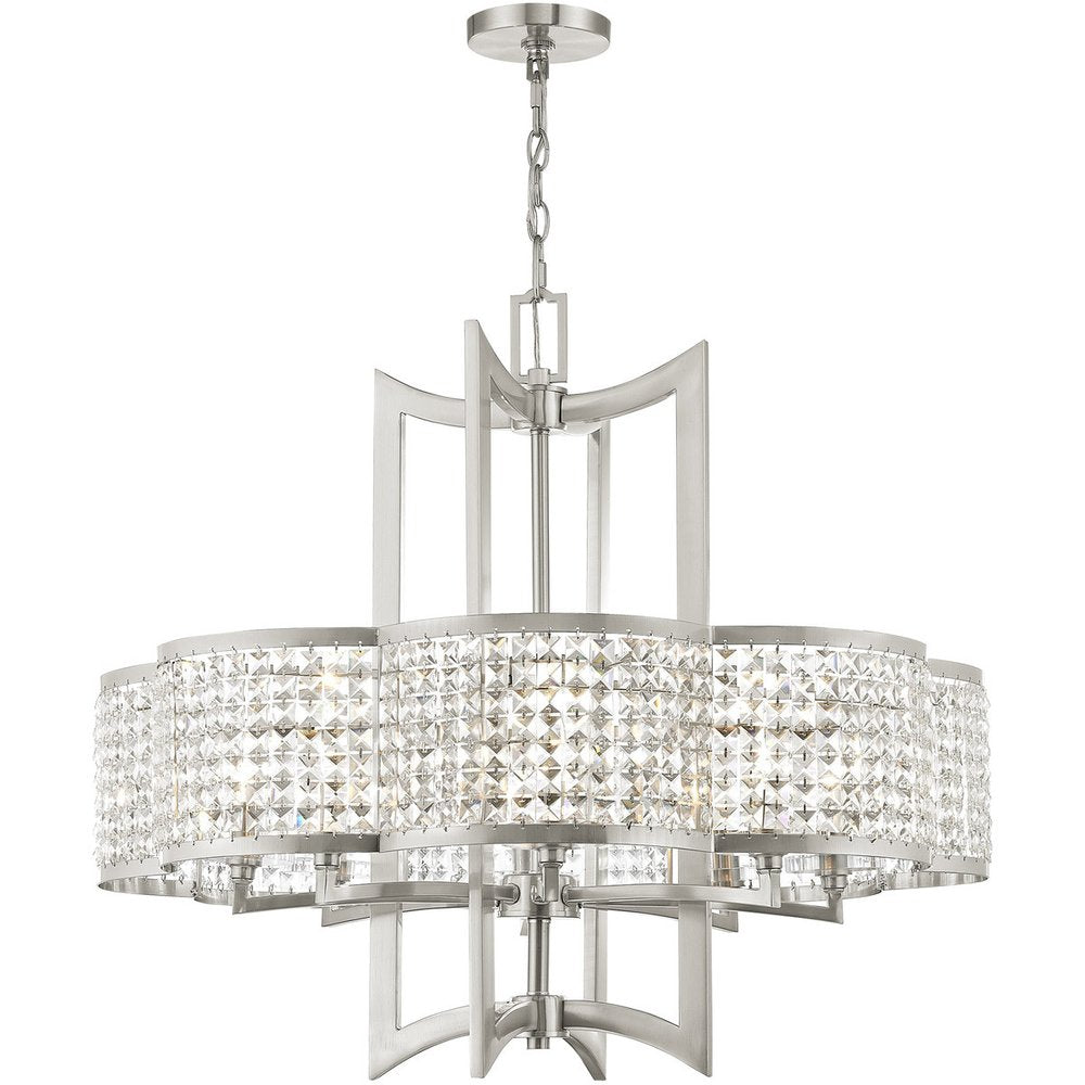 Eight Light Dimmable Chandelier With Shades