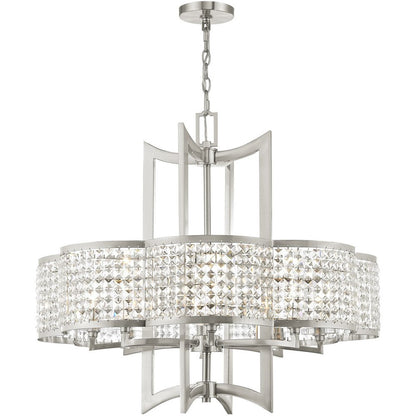 Eight Light Dimmable Chandelier With Shades