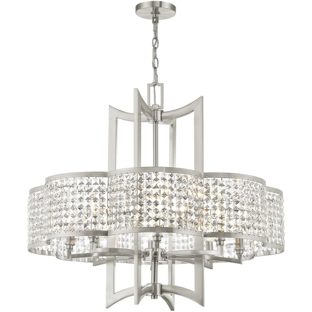 Eight Light Dimmable Chandelier With Shades