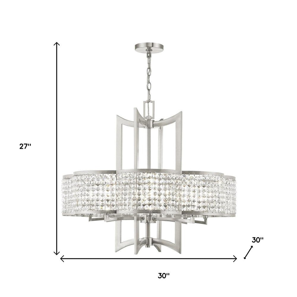 Eight Light Dimmable Chandelier With Shades